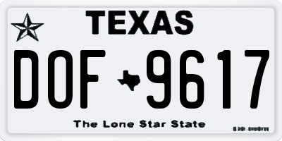 TX license plate DOF9617