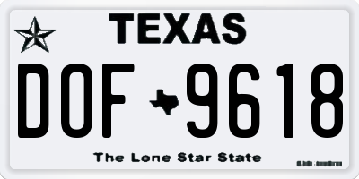TX license plate DOF9618
