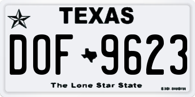 TX license plate DOF9623