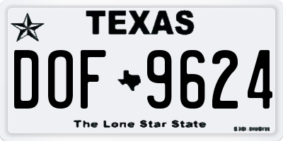 TX license plate DOF9624
