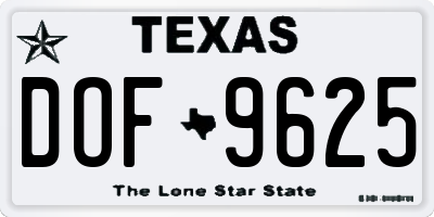 TX license plate DOF9625