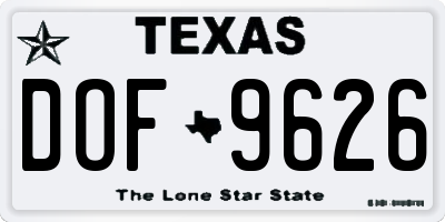 TX license plate DOF9626