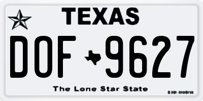 TX license plate DOF9627