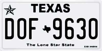 TX license plate DOF9630
