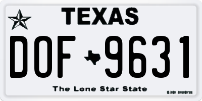 TX license plate DOF9631