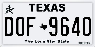 TX license plate DOF9640