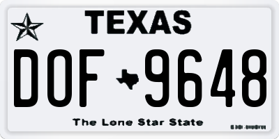 TX license plate DOF9648