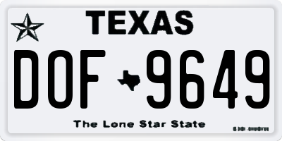 TX license plate DOF9649