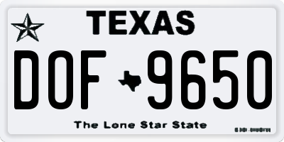 TX license plate DOF9650