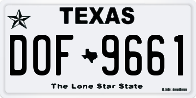 TX license plate DOF9661