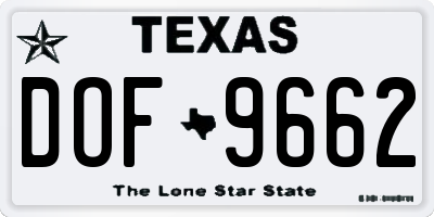TX license plate DOF9662
