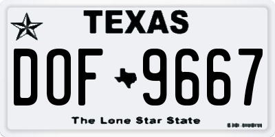TX license plate DOF9667