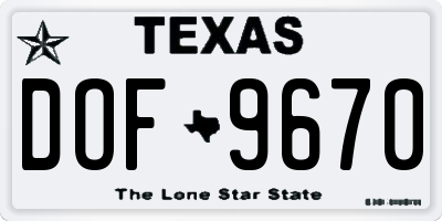 TX license plate DOF9670