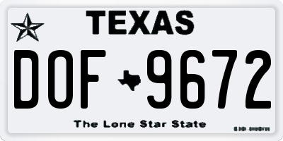 TX license plate DOF9672