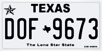 TX license plate DOF9673