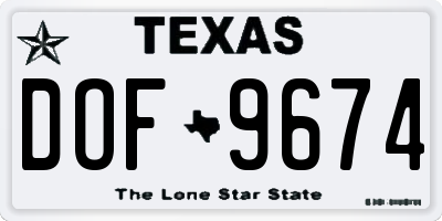 TX license plate DOF9674