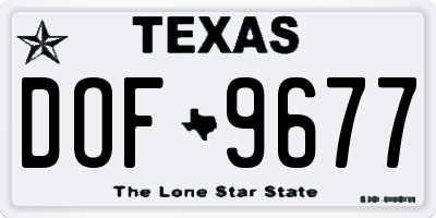 TX license plate DOF9677