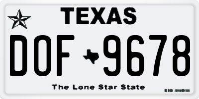 TX license plate DOF9678