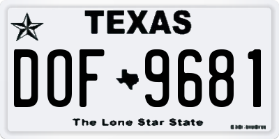 TX license plate DOF9681