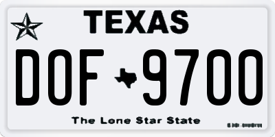 TX license plate DOF9700