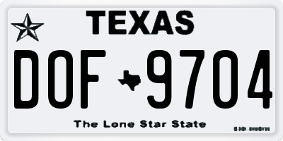 TX license plate DOF9704