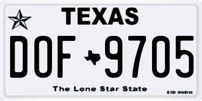 TX license plate DOF9705