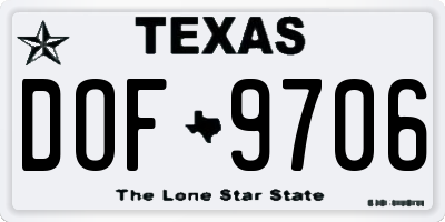 TX license plate DOF9706