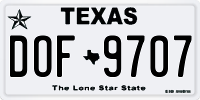 TX license plate DOF9707