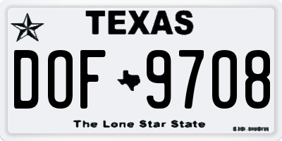 TX license plate DOF9708