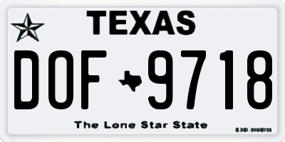 TX license plate DOF9718