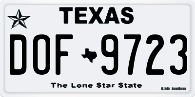 TX license plate DOF9723
