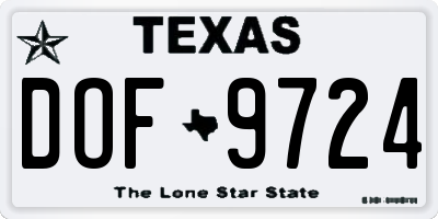 TX license plate DOF9724