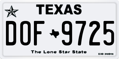 TX license plate DOF9725