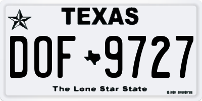 TX license plate DOF9727