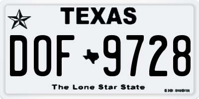 TX license plate DOF9728