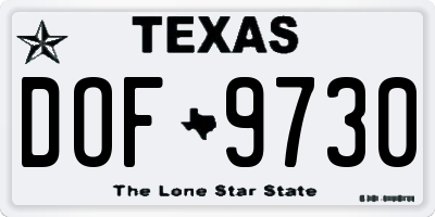 TX license plate DOF9730