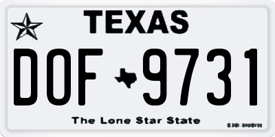TX license plate DOF9731