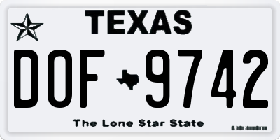 TX license plate DOF9742