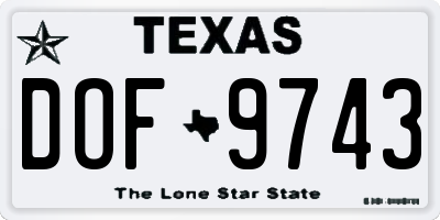 TX license plate DOF9743