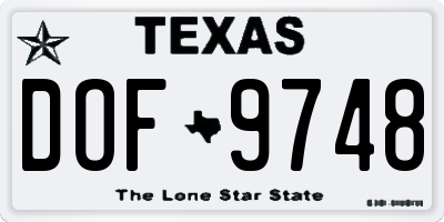 TX license plate DOF9748