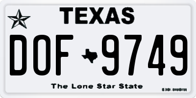 TX license plate DOF9749