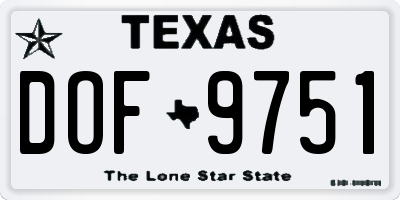TX license plate DOF9751
