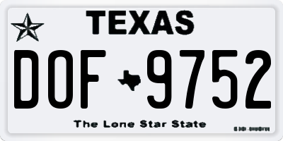 TX license plate DOF9752