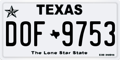 TX license plate DOF9753