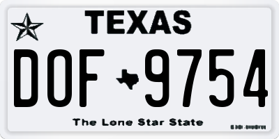 TX license plate DOF9754