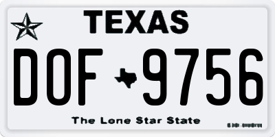 TX license plate DOF9756