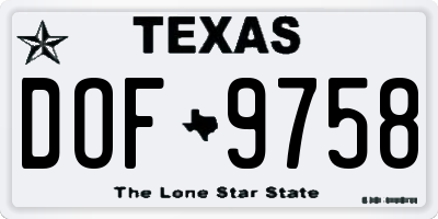 TX license plate DOF9758