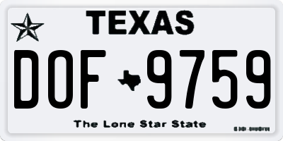 TX license plate DOF9759