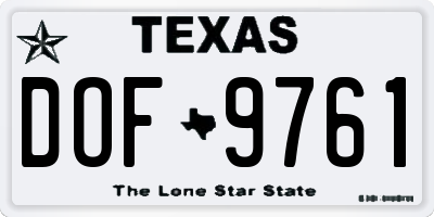 TX license plate DOF9761
