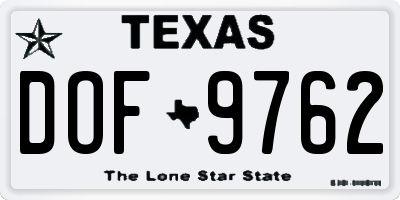 TX license plate DOF9762